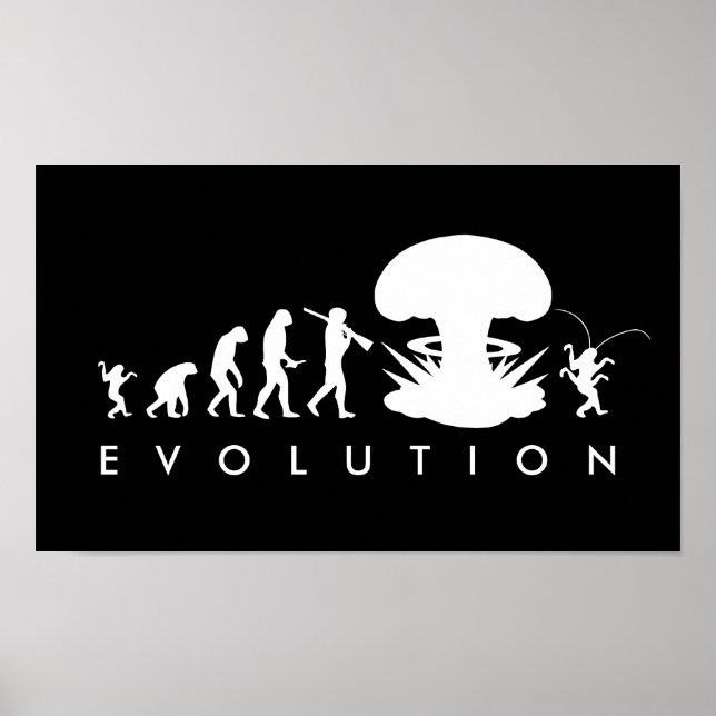 Affiche Evolution de l'homme et du cafard amusant Graphiqu (Devant)
