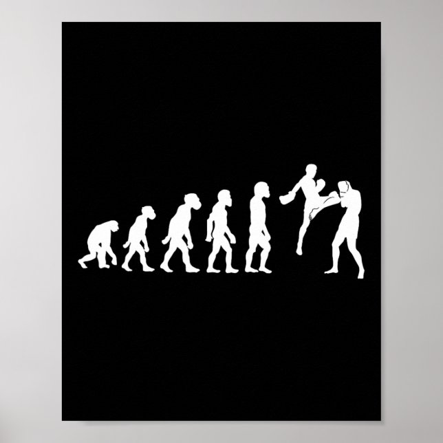 Affiche Évolution de Muay Thai drôle de kickboxing Mma Box (Devant)