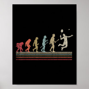 Affiche Évolution de style vintage rétro badminton drôle d