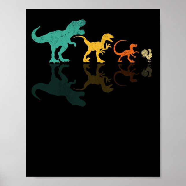 Affiche Evolution Dinosaur T Rex Velociraptor Poulet (Devant)