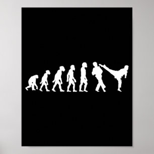 Affiche Évolution drôle de combattant de taekwondo humain