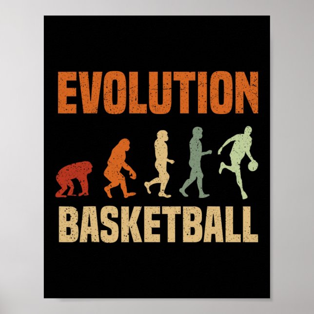 Affiche Évolution Du Basket-Ball Du Singe Aux Hommes Tous  (Devant)