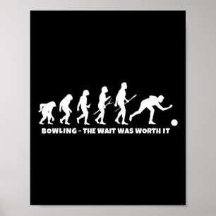 Affiche Évolution du bowling - Joueur de bowling drôle et