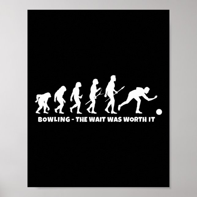 Affiche Évolution du bowling - Joueur de bowling drôle et  (Devant)