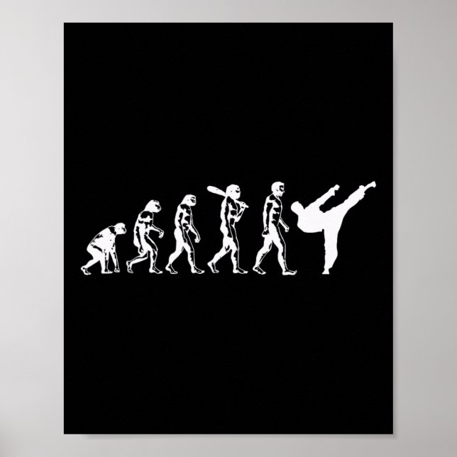 Affiche Évolution du karaté arts martiaux kickboxing taekw (Devant)