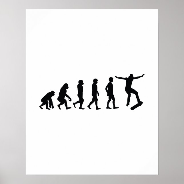 Affiche Evolution du Skateboarder Skateboard Drôle cadeau (Devant)
