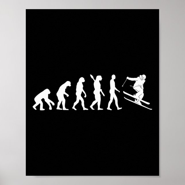 Affiche Évolution du ski drôle skieur ski freestyle hiver (Devant)