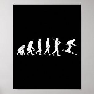 Affiche Évolution du ski Hiver Sport Downhill Ski Snowboa