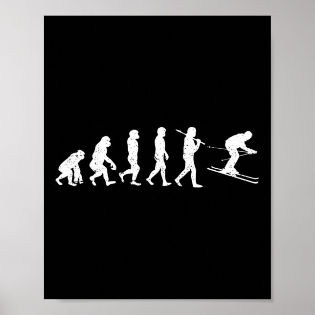 Affiche Évolution du ski Hiver Sport Downhill Ski Snowboa (Devant)
