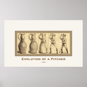 Affiche Évolution d'un lanceur ~ 1889 ~ Art Vintage