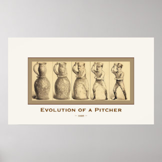 Affiche Évolution d'un lanceur ~ 1889 ~ Art Vintage
