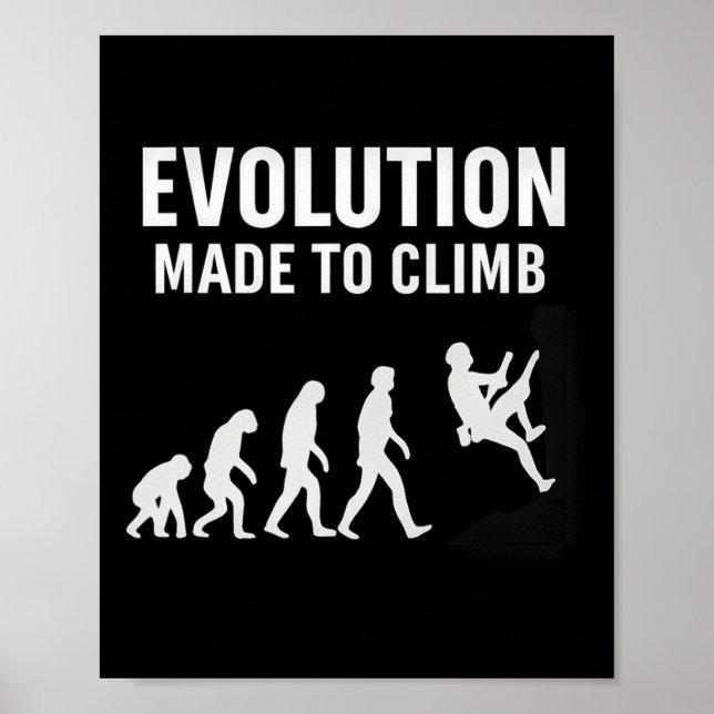 Affiche Évolution faite pour grimper silhouette d'équipeme (Devant)