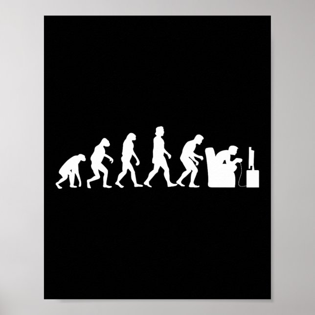 Affiche Evolution Funny Retro Jeu Vidéo Joueur Nerd Cadeau (Devant)