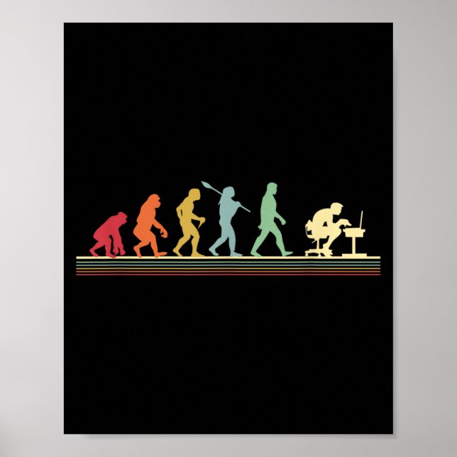 Affiche Évolution humaine en geek de l'informatique graphi (Devant)