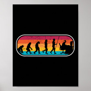 Affiche Évolution Ordinateur de joueur Fou Geek Nerd Jeu P