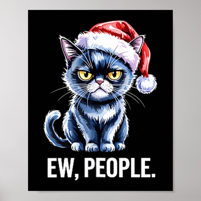 Affiche Ew People Black Cat Christmas Funny Introvert Holi (Devant)