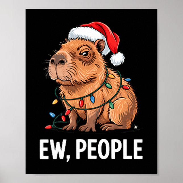 Affiche Ew People Capybara Christmas Lights Funny Introver (Devant)