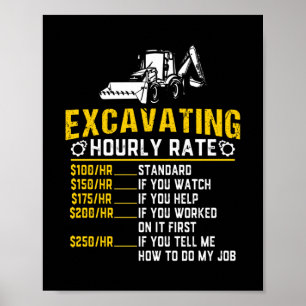 Affiche Excavateur à taux horaire amusant
