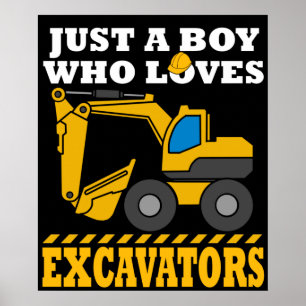 Affiche Excavateur Cadeaux Enfants Construction Excavateur