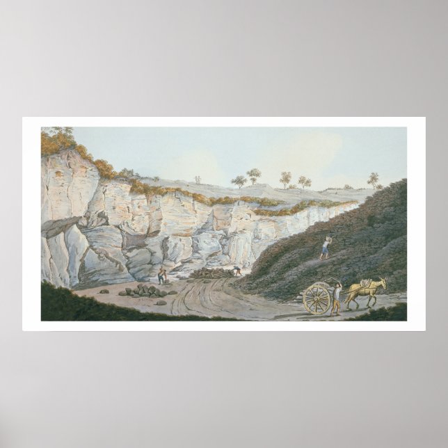 Affiche Excavations d'une couche épaisse de lave qui a cou (Devant)