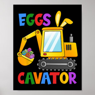 Affiche Excavatrice de Pâques Chasse aux œufs Enfants Garç