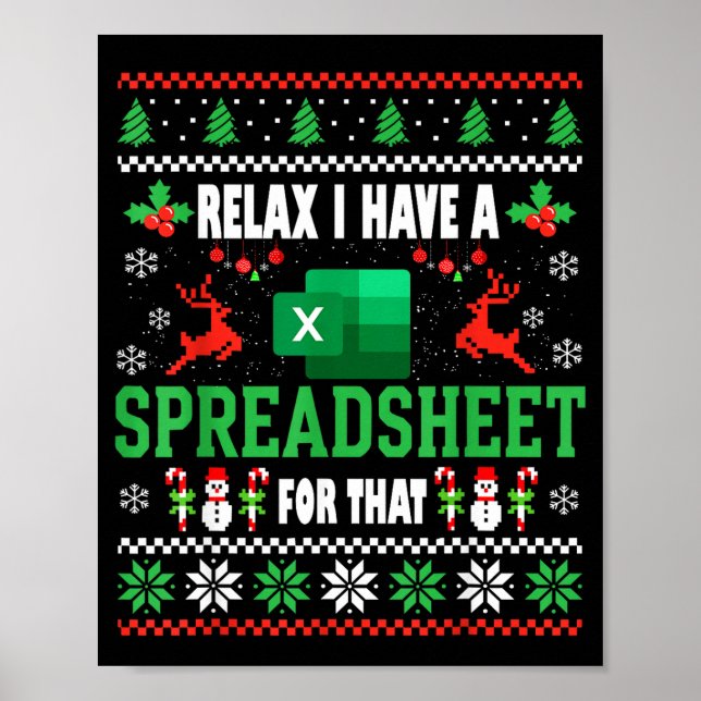 Affiche Excel Ugly Christmas Sweater I Have A Spreadsheet  (Devant)