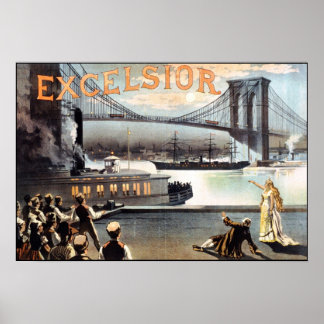 Affiche Excelsior 1883 Brooklyn Bridge New York