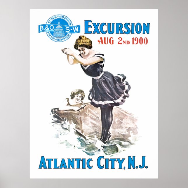 Affiche Excursion ferroviaire B+O 1900 (Devant)