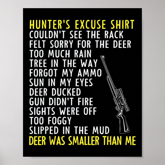 Affiche Excuses de chasseur amusant - Chasse de saison - P (Devant)
