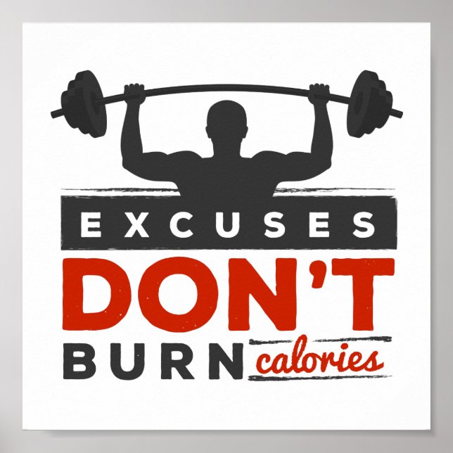 Affiche Excuses ne pas brûler les calories | Motivation du (Devant)