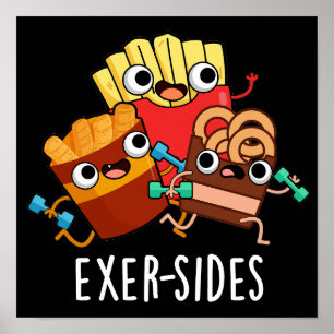 Affiche Exer-sides Exercice drôle de jeu de mots Fond somb