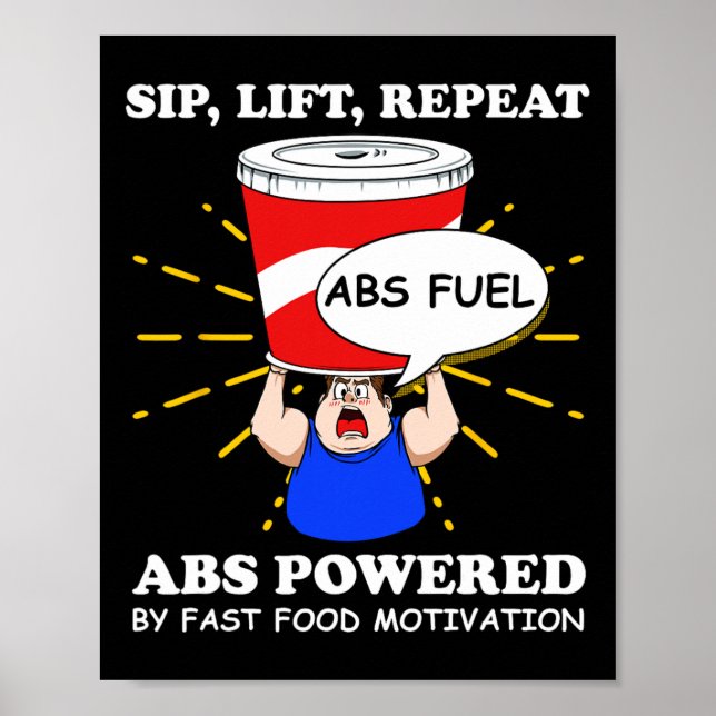 Affiche Exercice Amusant Abs Fast Food Gym entraînement Bo (Devant)