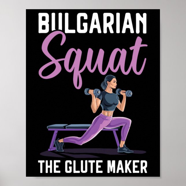 Affiche Exercice de squat bulgare musculation fitness (Devant)