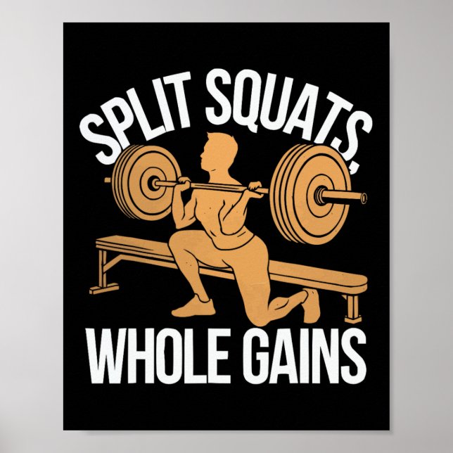 Affiche Exercice de squat bulgare musculation fitness (Devant)
