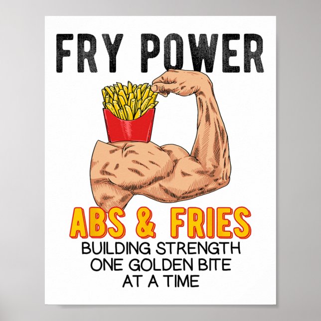Affiche Exercice drôle des abdominaux Frites françaises Co (Devant)