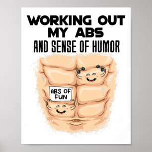 Affiche Exercice drôle des abdominaux musculation bodybuil
