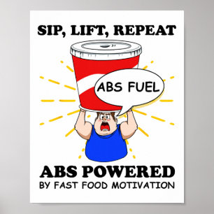 Affiche Exercice drôle des abdos Fast Food Gym Workout Bod