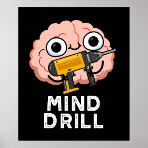 Affiche Exercice mental Funny Brain Tool Pun Dark BG