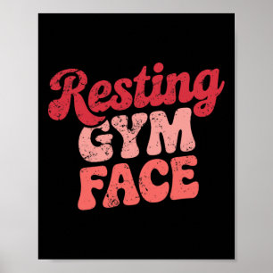 Affiche Exercice Repose Gym Face Drôle Motif d'haltérophil