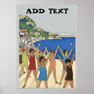 Affiche Exercice vintage pour enfants sur la plage