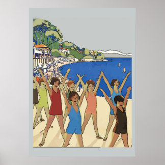 Affiche Exercice vintage pour enfants sur la plage