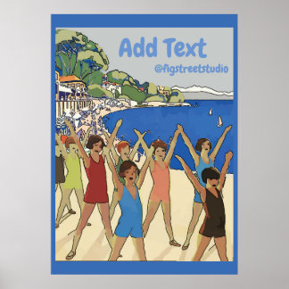 Affiche Exercice vintage pour enfants sur la plage modifie