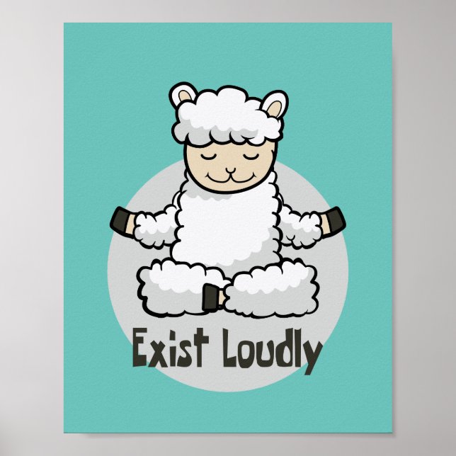 Affiche Existe bruyamment Kawaii moutons blancs faisant un (Devant)
