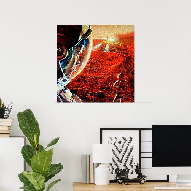 Affiche Expédition Astronaute Mars Sci-Fi Rétro Espace (Bureau à domicile)