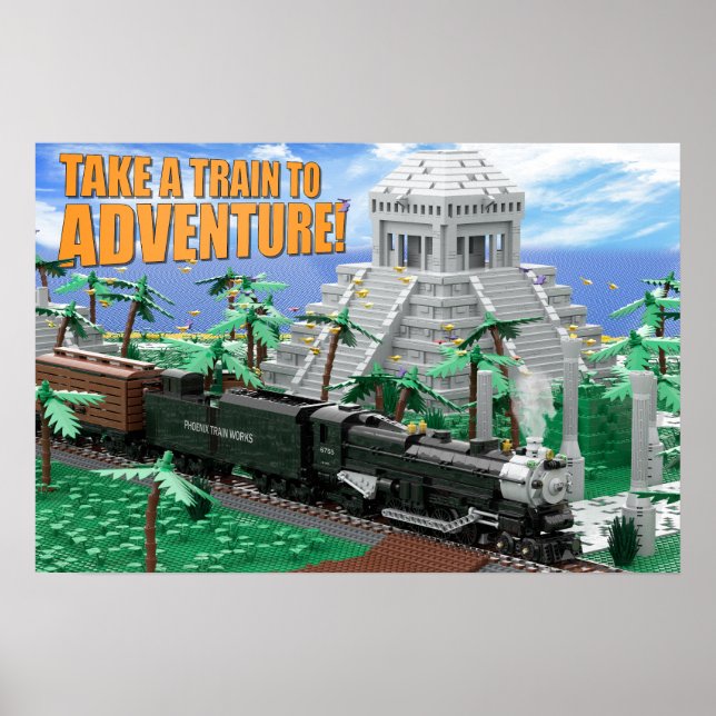 Affiche Expédition en train vers des ruines antiques (Devant)