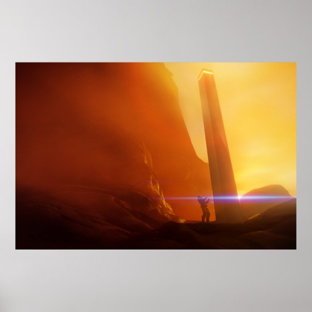 Affiche explorateur à monolith science-fiction art (Devant)
