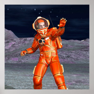 Affiche Explorateur de Mars Astronaute Planète Alien Art S
