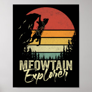Affiche Explorateur de montagne vintage Meow Climber Rock 