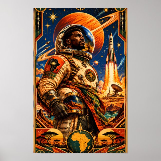 Affiche Explorateur spatial rétro africain — Style NASA vi (Devant)