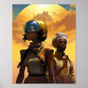 Affiche Explorateurs de planètes science-fiction Afrofutur